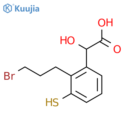 2-(3-Bromopropyl)-3-mercaptomandelic acid structure