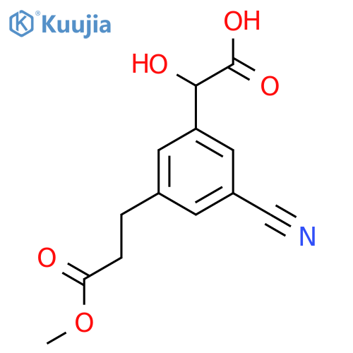 3-Cyano-5-(3-methoxy-3-oxopropyl)mandelic acid structure