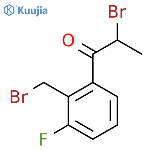 2-Bromo-1-(2-(bromomethyl)-3-fluorophenyl)propan-1-one structure