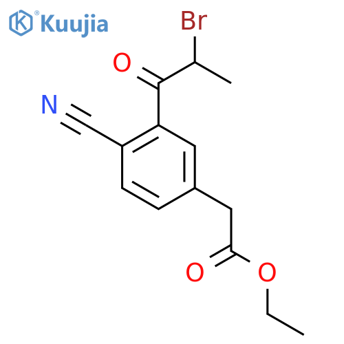 Ethyl 3-(2-bromopropanoyl)-4-cyanophenylacetate structure