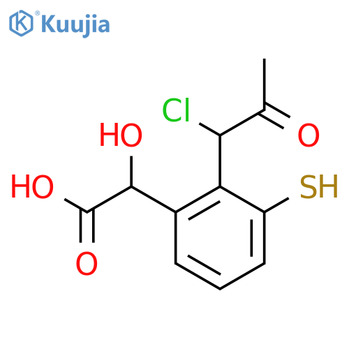 2-(1-Chloro-2-oxopropyl)-3-mercaptomandelic acid structure