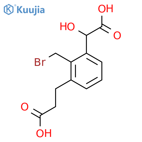 2-(Bromomethyl)-3-(2-carboxyethyl)mandelic acid structure