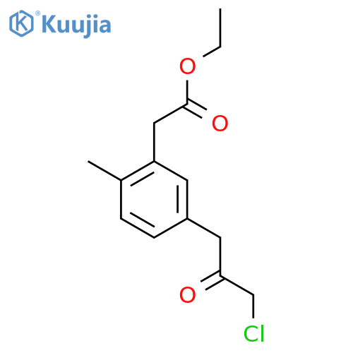 Ethyl 5-(3-chloro-2-oxopropyl)-2-methylphenylacetate structure