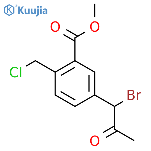 Methyl 5-(1-bromo-2-oxopropyl)-2-(chloromethyl)benzoate structure