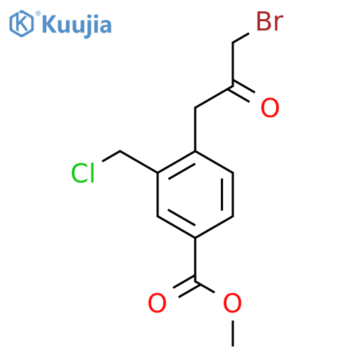 Methyl 4-(3-bromo-2-oxopropyl)-3-(chloromethyl)benzoate structure
