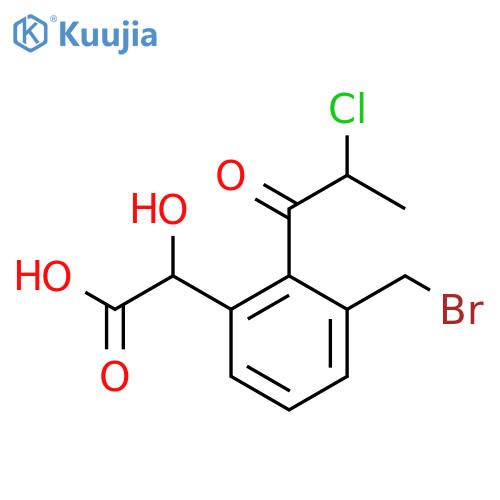 3-(Bromomethyl)-2-(2-chloropropanoyl)mandelic acid structure