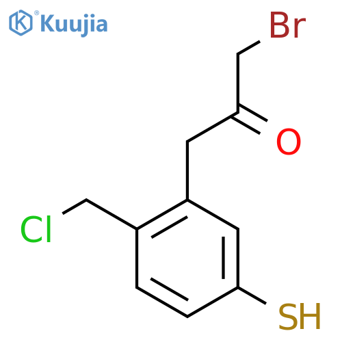1-Bromo-3-(2-(chloromethyl)-5-mercaptophenyl)propan-2-one structure