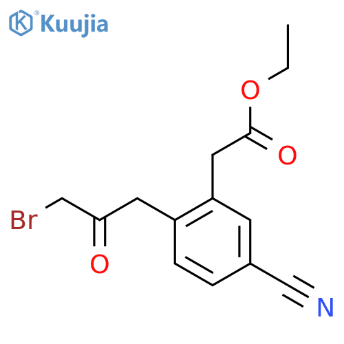 Ethyl 2-(3-bromo-2-oxopropyl)-5-cyanophenylacetate structure