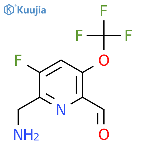 2-(Aminomethyl)-3-fluoro-5-(trifluoromethoxy)pyridine-6-carboxaldehyde structure