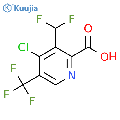 4-Chloro-3-(difluoromethyl)-5-(trifluoromethyl)pyridine-2-carboxylic acid structure