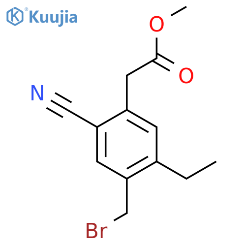 Methyl 4-bromomethyl-2-cyano-5-ethylphenylacetate structure