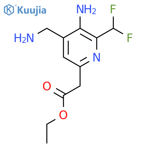 Ethyl 3-amino-4-(aminomethyl)-2-(difluoromethyl)pyridine-6-acetate structure