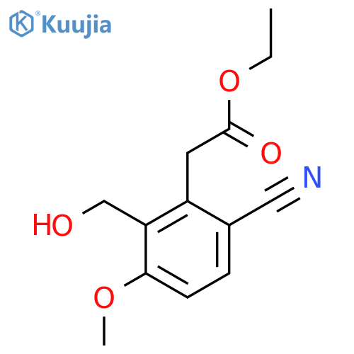 Ethyl 6-cyano-2-hydroxymethyl-3-methoxyphenylacetate structure
