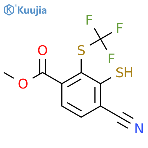 Methyl 4-cyano-3-mercapto-2-(trifluoromethylthio)benzoate structure