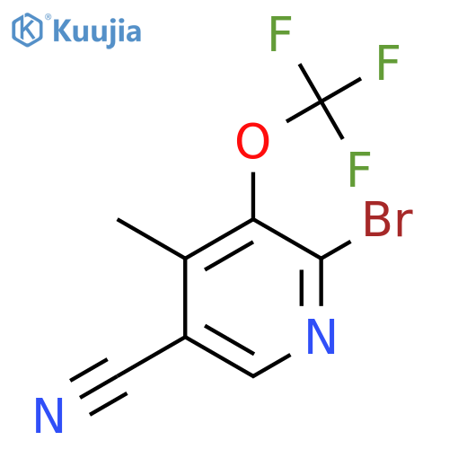 2-Bromo-5-cyano-4-methyl-3-(trifluoromethoxy)pyridine structure