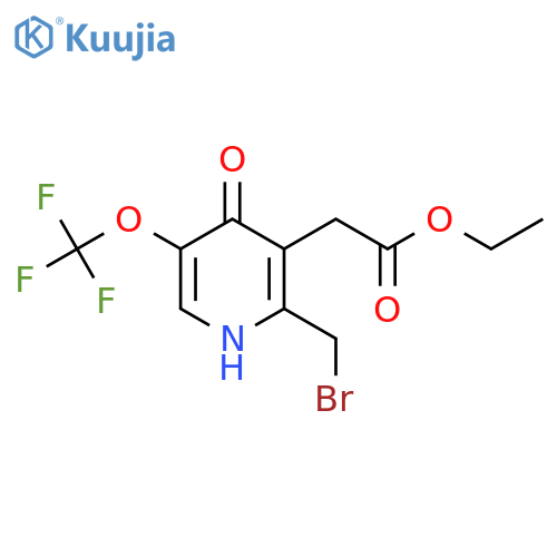 Ethyl 2-(bromomethyl)-4-hydroxy-5-(trifluoromethoxy)pyridine-3-acetate structure