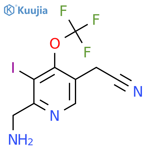 2-(Aminomethyl)-3-iodo-4-(trifluoromethoxy)pyridine-5-acetonitrile structure