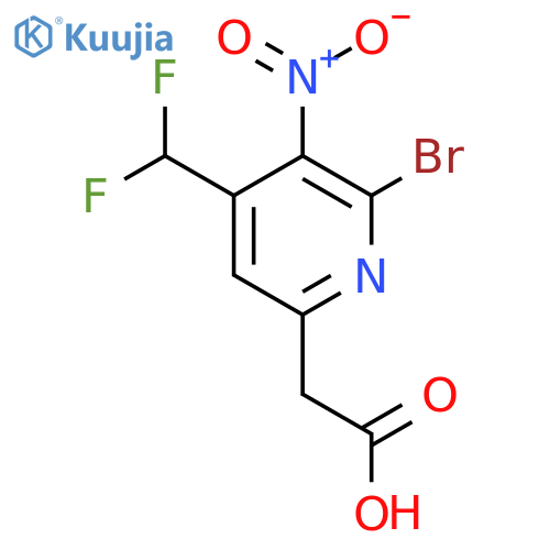 2-Bromo-4-(difluoromethyl)-3-nitropyridine-6-acetic acid structure