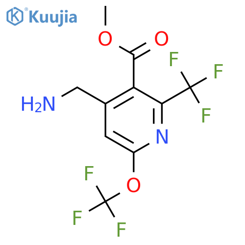 Methyl 4-(aminomethyl)-6-(trifluoromethoxy)-2-(trifluoromethyl)pyridine-3-carboxylate structure