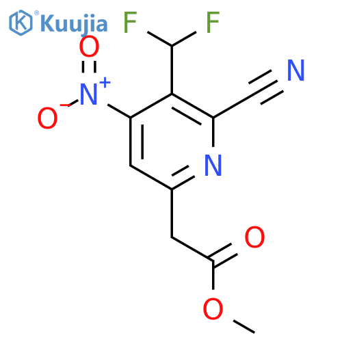 Methyl 2-cyano-3-(difluoromethyl)-4-nitropyridine-6-acetate structure