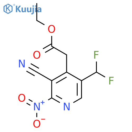Ethyl 3-cyano-5-(difluoromethyl)-2-nitropyridine-4-acetate structure