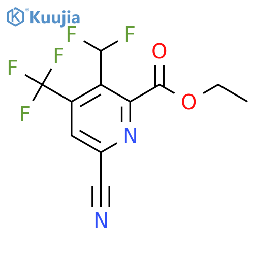 Ethyl 6-cyano-3-(difluoromethyl)-4-(trifluoromethyl)pyridine-2-carboxylate structure