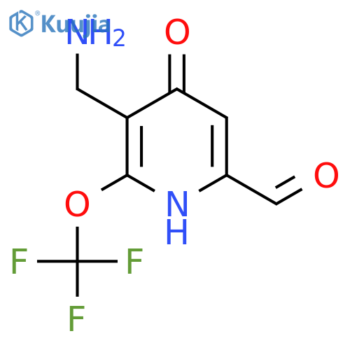 3-(Aminomethyl)-4-hydroxy-2-(trifluoromethoxy)pyridine-6-carboxaldehyde structure
