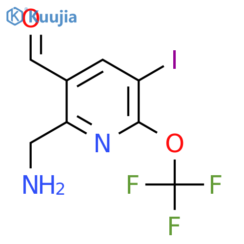 2-(Aminomethyl)-5-iodo-6-(trifluoromethoxy)pyridine-3-carboxaldehyde structure