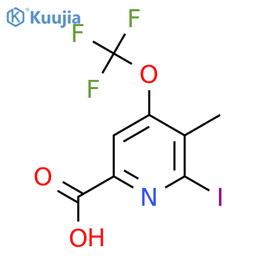 2-Iodo-3-methyl-4-(trifluoromethoxy)pyridine-6-carboxylic acid structure