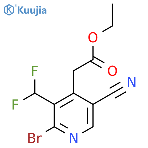 Ethyl 2-bromo-5-cyano-3-(difluoromethyl)pyridine-4-acetate structure