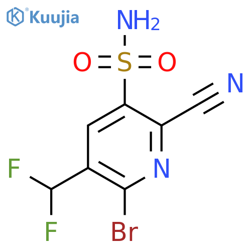 2-Bromo-6-cyano-3-(difluoromethyl)pyridine-5-sulfonamide structure
