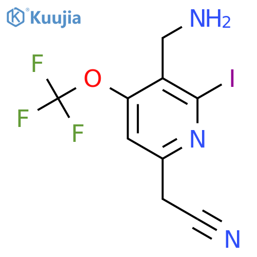 3-(Aminomethyl)-2-iodo-4-(trifluoromethoxy)pyridine-6-acetonitrile structure