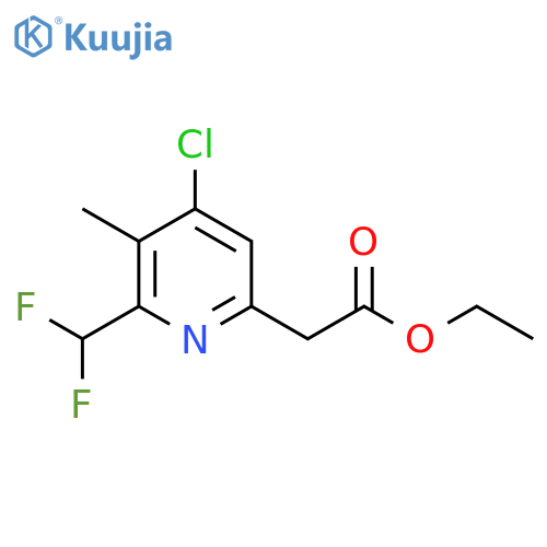 Ethyl 4-chloro-2-(difluoromethyl)-3-methylpyridine-6-acetate structure