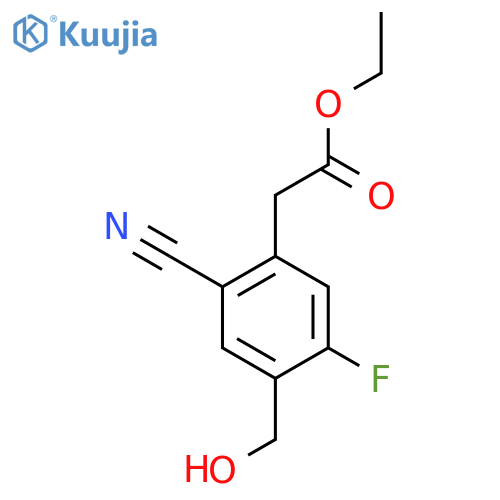 Ethyl 2-cyano-5-fluoro-4-(hydroxymethyl)phenylacetate structure