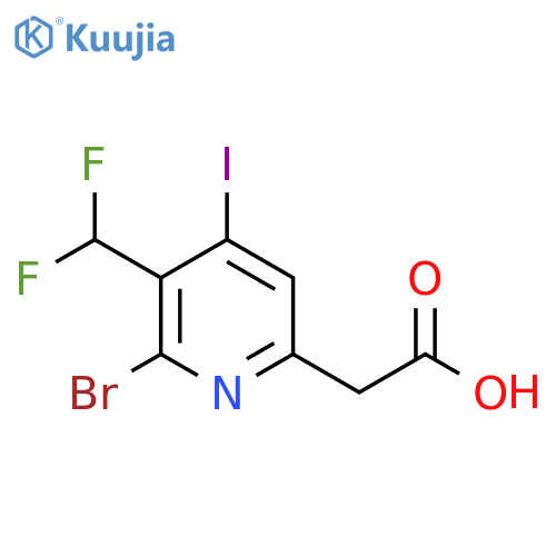 2-Bromo-3-(difluoromethyl)-4-iodopyridine-6-acetic acid structure