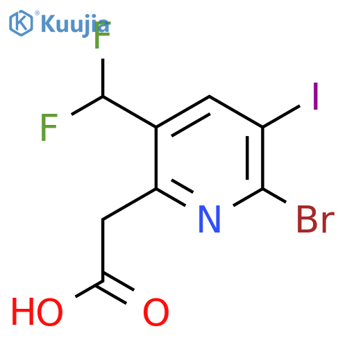 2-Bromo-5-(difluoromethyl)-3-iodopyridine-6-acetic acid structure