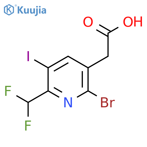 2-Bromo-6-(difluoromethyl)-5-iodopyridine-3-acetic acid structure