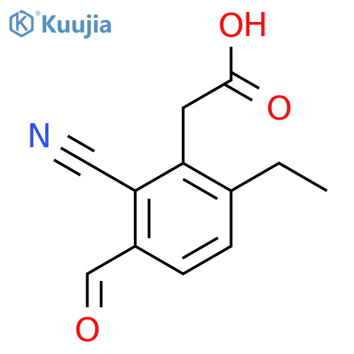 2-Cyano-6-ethyl-3-formylphenylacetic acid structure