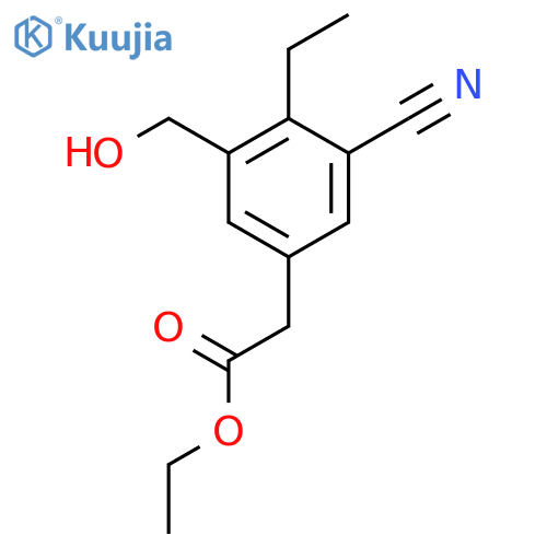 Ethyl 3-cyano-4-ethyl-5-(hydroxymethyl)phenylacetate structure