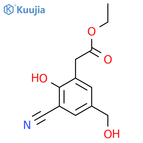 Ethyl 3-cyano-2-hydroxy-5-(hydroxymethyl)phenylacetate structure