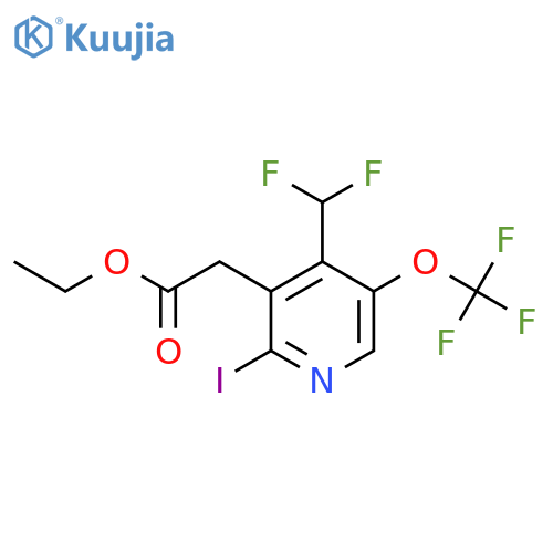 Ethyl 4-(difluoromethyl)-2-iodo-5-(trifluoromethoxy)pyridine-3-acetate structure