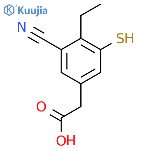 3-Cyano-4-ethyl-5-mercaptophenylacetic acid structure