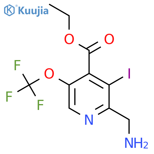 Ethyl 2-(aminomethyl)-3-iodo-5-(trifluoromethoxy)pyridine-4-carboxylate structure