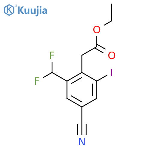 Ethyl 4-cyano-2-difluoromethyl-6-iodophenylacetate structure