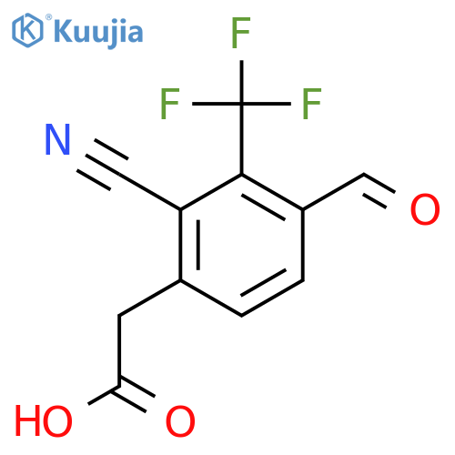 2-Cyano-4-formyl-3-(trifluoromethyl)phenylacetic acid structure