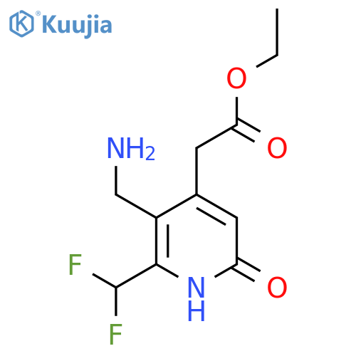 Ethyl 3-(aminomethyl)-2-(difluoromethyl)-6-hydroxypyridine-4-acetate structure