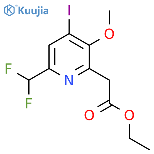 Ethyl 6-(difluoromethyl)-4-iodo-3-methoxypyridine-2-acetate structure