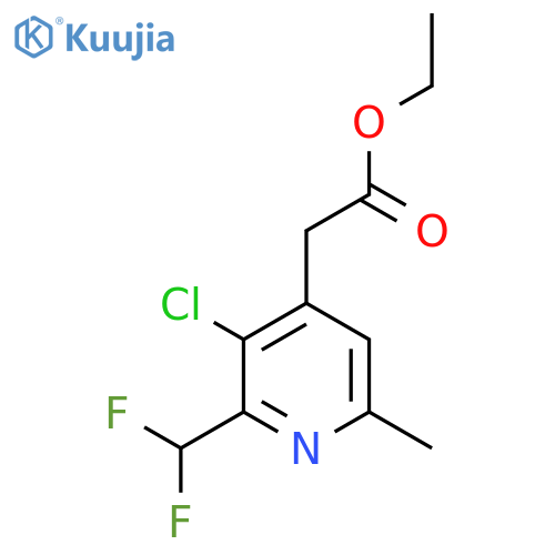 Ethyl 3-chloro-2-(difluoromethyl)-6-methylpyridine-4-acetate structure