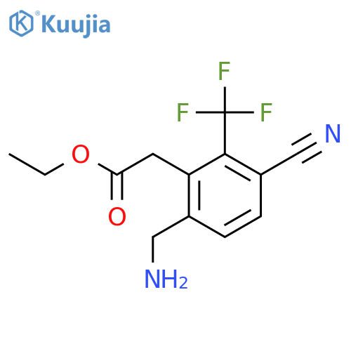 Ethyl 6-aminomethyl-3-cyano-2-(trifluoromethyl)phenylacetate structure
