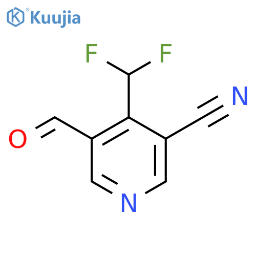 3-Cyano-4-(difluoromethyl)pyridine-5-carboxaldehyde structure